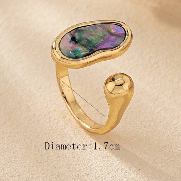 One size gorgeous stainless steel ring, natural shell - Picture 2 of 6